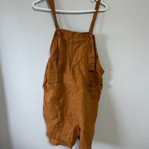 beaton linen shortalls size m colour rust